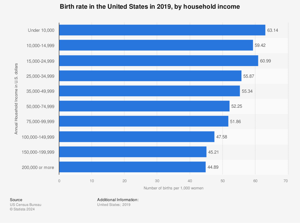 Statistic: Birth rate in the United States in 2010, by family income | Statista
