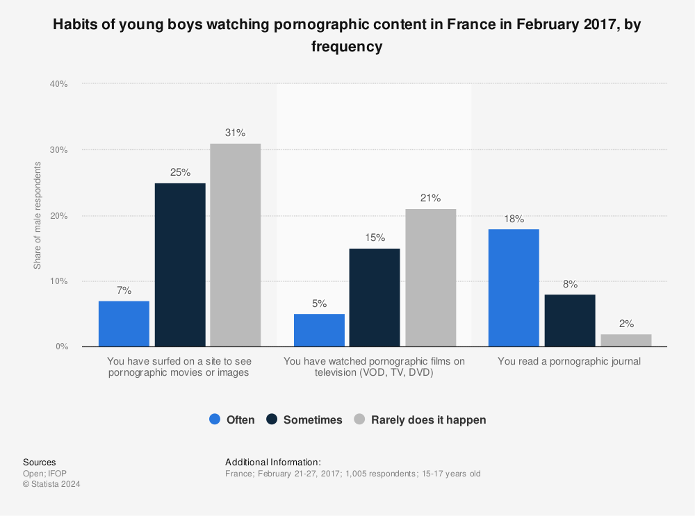Statistic: Habits of young boys watching pornographic content in France in February 2017, by frequency | Statista
