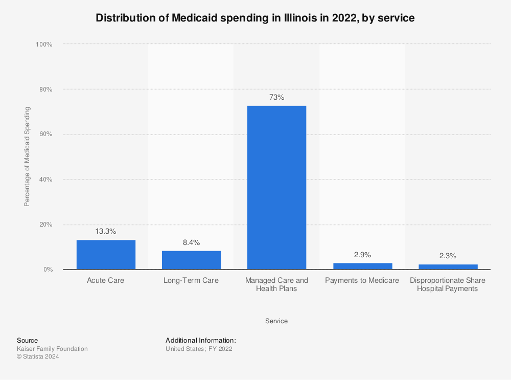Statistic: Distribution of Medicaid spending in Illinois in 2019, by service | Statista