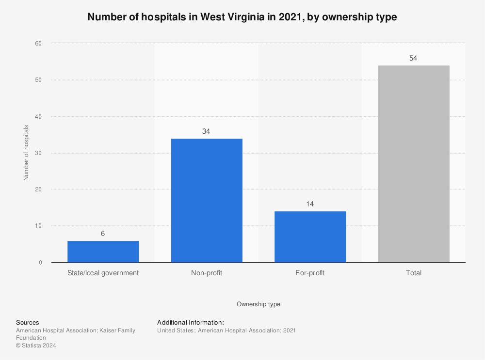 Statistic: Number of hospitals in West Virginia in 2021, by ownership type | Statista
